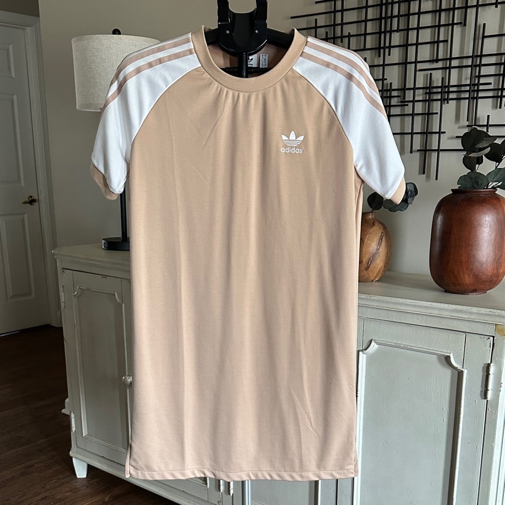 Adidas Tan and White Midi Dress